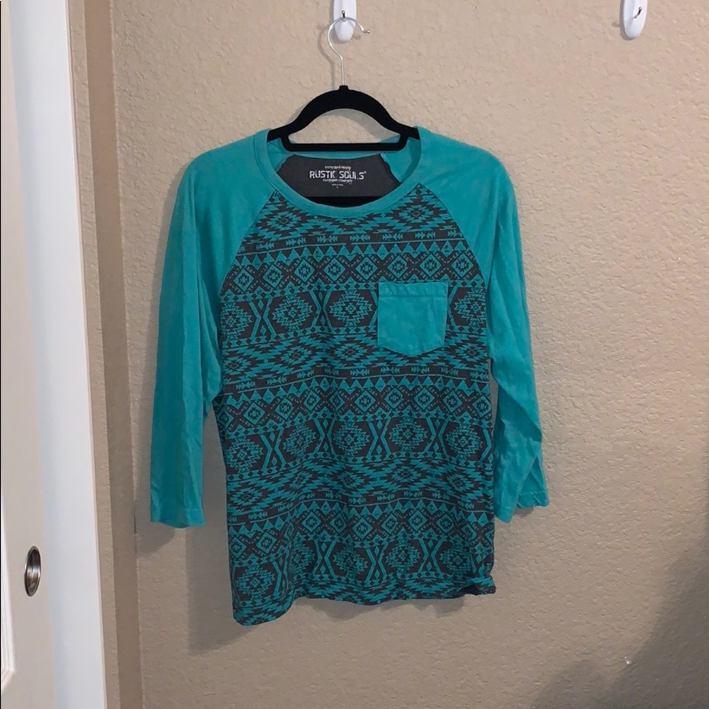 Teal and Grey Raglan Sleeve